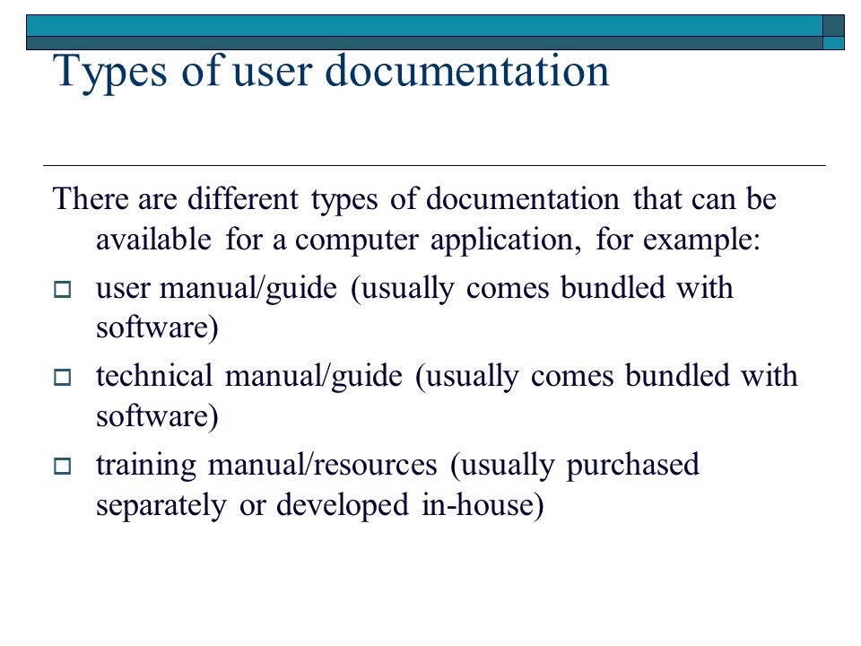 Technical writing Types of User Documentation